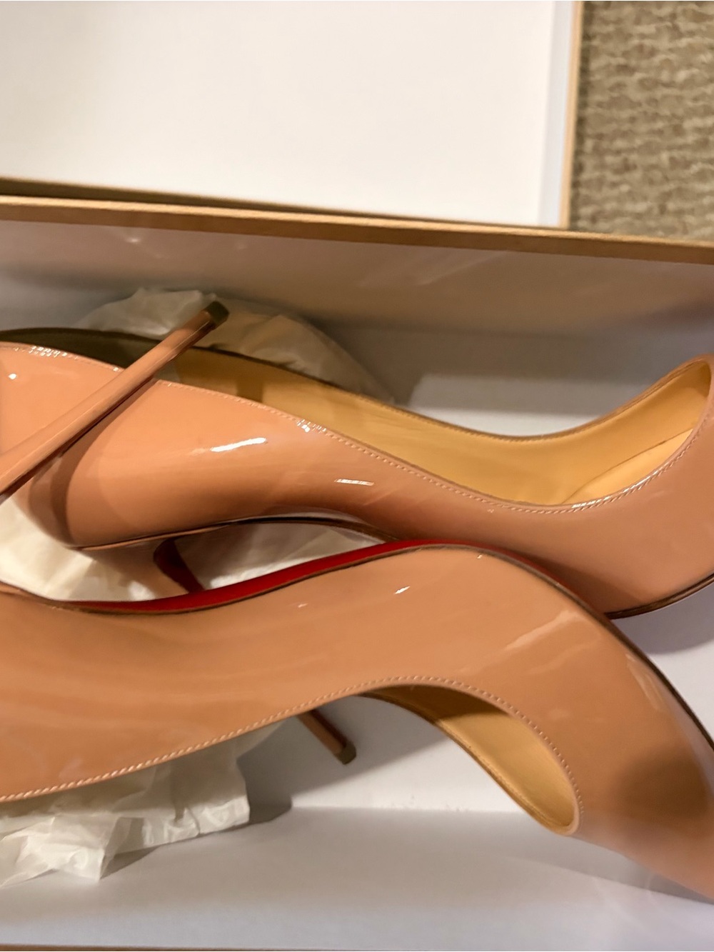 Christian Louboutin Nude Patent Leather Stiletto Pumps